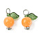 Acrylic Pendants, with Iron Flat Head Pins, Fruit Charms, Orange, 15x11.5x7.5mm, Hole: 2mm