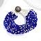 Bohemia Style Glass Beaded Multi-strand Bracelets for Women, Cotton Cord Knitting Bracelets with Coconut Clasp, Dark Blue, 7-5/8 inch(19.5cm)