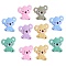 12Pcs 6 Styles Koala Silicone Beads, Chewing Beads For Teethers, DIY Nursing Necklaces Making, Mixed Color, 30.5x26.5x6.5mm, Hole: 2mm