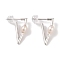 Anti-Tarnish Sterling Silver Stud Earrings, with Natural Pearl, Jewely for Women, Triangle, 20x6mm