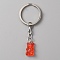 Candy Color Transparent Bear Resin Pendant Keychain, for Keychain Mobile Phone Car Key Bag Pendant Decoration, FireBrick, 7.3cm