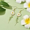 Daisy Flower Glass Dangle Earrings EJEW-JE05727-2