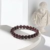 Natural Garnet & Lava Rock Round Beads Stretch Bracelets Set BJEW-JB06982-01-7