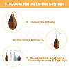 FIBLOOM 4 Pairs 4 Styles Natural Mixed Stone Teardrop Dangle Earrings with Steel Iron Pins for Women EJEW-FI0003-18-3