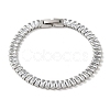 304 Stainlessa Steel Pave Clear Cubic Zirconia Rectangle Link Chain Bracelets for Women BJEW-Z066-01P-03-1