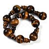 Natural Tiger Eye 3-Hole Guru Beads Strands G-H064-E04-01-3