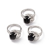 Gemstone Oval with Crescent Adjustable Ring RJEW-P041-02P-2