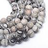 Round Natural Black Silk Stone/Netstone Bead Strands G-R345-4mm-20-1