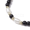 2Pcs 2 Colors Round Acrylic & Imitation Pearl Beaded Stretch Bracelets BJEW-JB10343-5