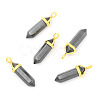 Natural Black Stone Bullet Double Terminated Pointed Pendants G-G902-B27-1