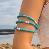 Synthetic Turquoise Beaded Layered Arm Chains PW-WG92909-11-1