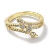 Brass Micro Pave Cubic Zirconia Cuff Rings RJEW-G310-14G-2