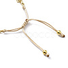 Adjustable Glass Beaded & Brass Chains Link Bracelet for Women BJEW-O187-12-4