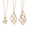 Brass Macrame Pouch Empty Stone Holder for Pendant Necklaces Making NJEW-JN04444-02-1