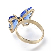 Adjustable Brass Glass Finger Rings RJEW-P148-A01-06-3