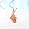 Rose Gold Plated Brass Cubic Zirconia Butterfly Pendant Necklaces for Women NJEW-BB00522-02-4