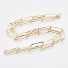 Brass Flat Oval Paperclip Chain Necklace Making MAK-S072-08B-G-2