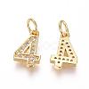 Brass Micro Pave Clear Cubic Zirconia Charms ZIRC-L092-04-G-2