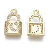 Brass Micro Pave Clear Cubic Zirconia Pendants KK-S348-534-NF-2