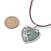 Natural Green Aventurine Heart Pendant Necklace with Cowhide Leather Cords NJEW-JN04598-03-3