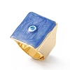 Square Enamel with Evil Eye Wide Band Finger Rings RJEW-A014-02G-04-2