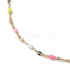 304 Stainless Steel Enamel Link Chains Anklets AJEW-AN00588-02-3