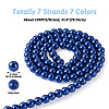 Kissitty 7 Strands 7 Colors Baking Painted Pearlized Glass Pearl Round Bead Strands HY-KS0001-01-5