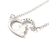 Rhodium Plated 925 Sterling Silver Rabbit with Heart Pendant Necklace with Clear Cubic Zirconia for Women NJEW-E034-02P-3