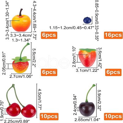 Nbeads 54Pcs 6 Style Plastic & Foam & PVC Imitation Friuts AJEW-NB0003-83-1