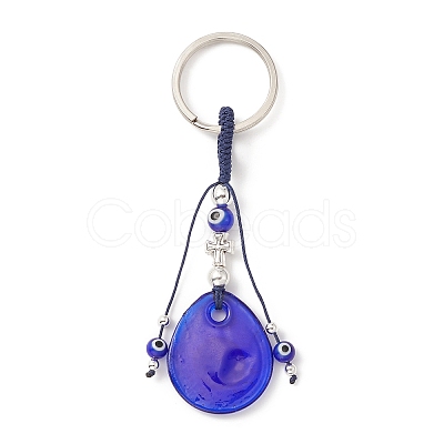 Handmade Lampwork Turkish Blue Evil Eye Pendant Keychain KEYC-JKC00497-1