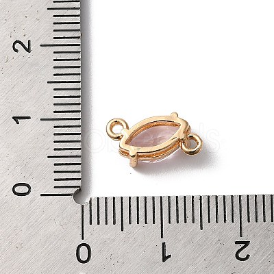 Brass Pave Glass Connector Charms KK-C062-070G-1