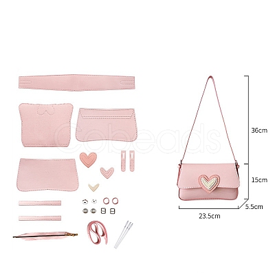 DIY Heart PU Leater Handbag Making Kit PW-WG94493-01-1