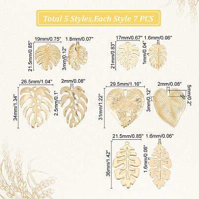 PandaHall Elite Monstera Leaf Pendant Sets DIY-PH0013-15-1