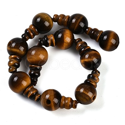 Natural Tiger Eye 3-Hole Guru Beads Strands G-H064-E04-01-1