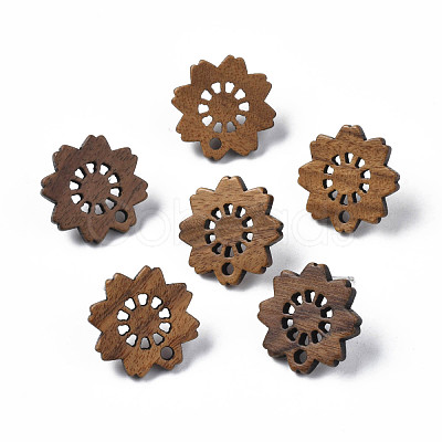 Walnut Wood Stud Earring Findings MAK-N032-038-1