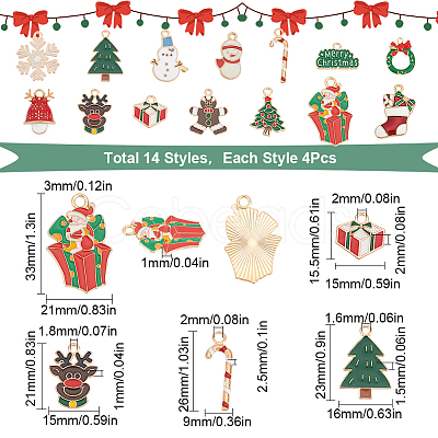 SUNNYCLUE 56Pcs 14 Style Christmas Style Alloy Enamel Pendants ENAM-SC0003-73-1