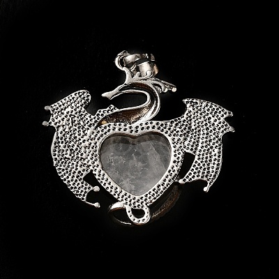 Natural Quartz Crystal Heart Pendants KK-K331-01AS-07-1