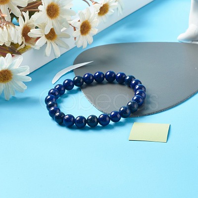 Natural Lapis Lazuli(Dyed) Stretch Bracelets Set for Girl Women BJEW-JB06805-02-1