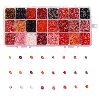 Red Series 600G 24 Colors Glass Seed Beads SEED-JP0008-02-2mm-1