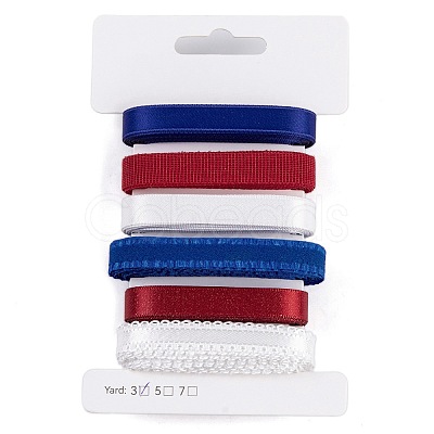 18 Yards 6 Styles Independence Day Polyester & Polycotton Ribbons Sets SRIB-A015-02B-01-1