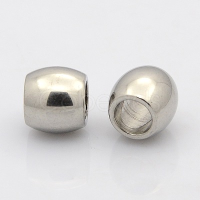 Tarnish Resistant Barrel 304 Stainless Steel European Beads STAS-N020-05-1