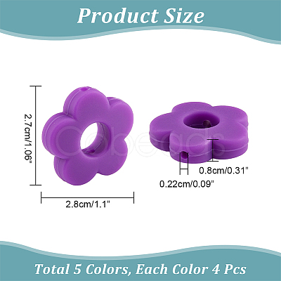 Nbeads 20Pcs 5 Colors Food Grade Eco-Friendly Silicone Beads SIL-NB0001-14B-1