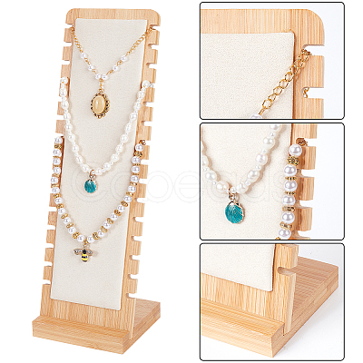 Detachable Wood Slant Back Necklace Display Stands NDIS-WH0009-16B-1