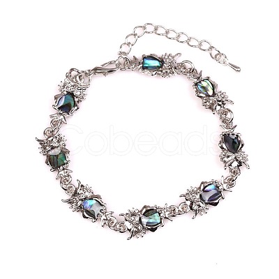 Owl Natural Abalone Shell/Paua Shell Link Bracelets for Women FS5984-9-1