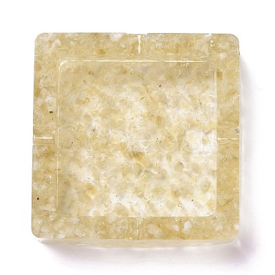 Resin with Natural Citrine Chip Stones Ashtray DJEW-F015-04D-1