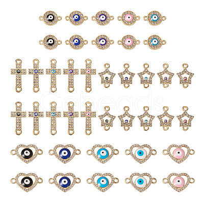 40Pcs 20 Styles Evil Eye Zinc Alloy Enamel Connector Charms ENAM-TA0001-37-1