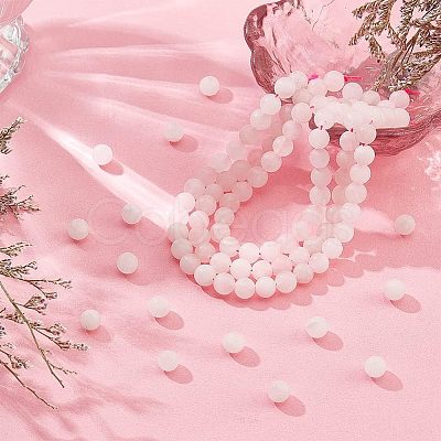 Olycraft Frosted Natural Rose Quartz Round Beads Strands G-OC0003-57B-1