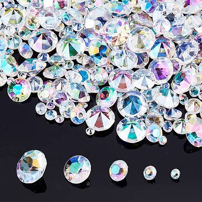 PANDAHALL ELITE 5 Style Resin Rhinestone Cabochons RESI-PH0001-53B-1