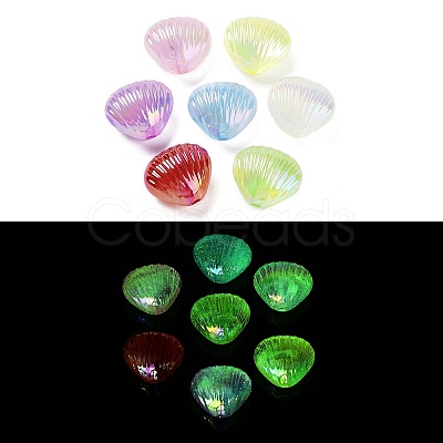 Luminous UV Plating Rainbow Iridescent Acrylic Beads OACR-O008-08-1