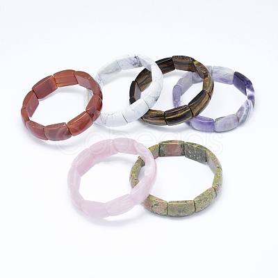 Natural & Synthetic Mixed Stone Stretch Bracelets BJEW-K195-15-1